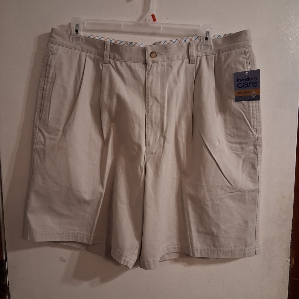NWT John‎ Ashford Pleated Front Khaki Golf Shorts NOS 40 100 Cotton Preppy